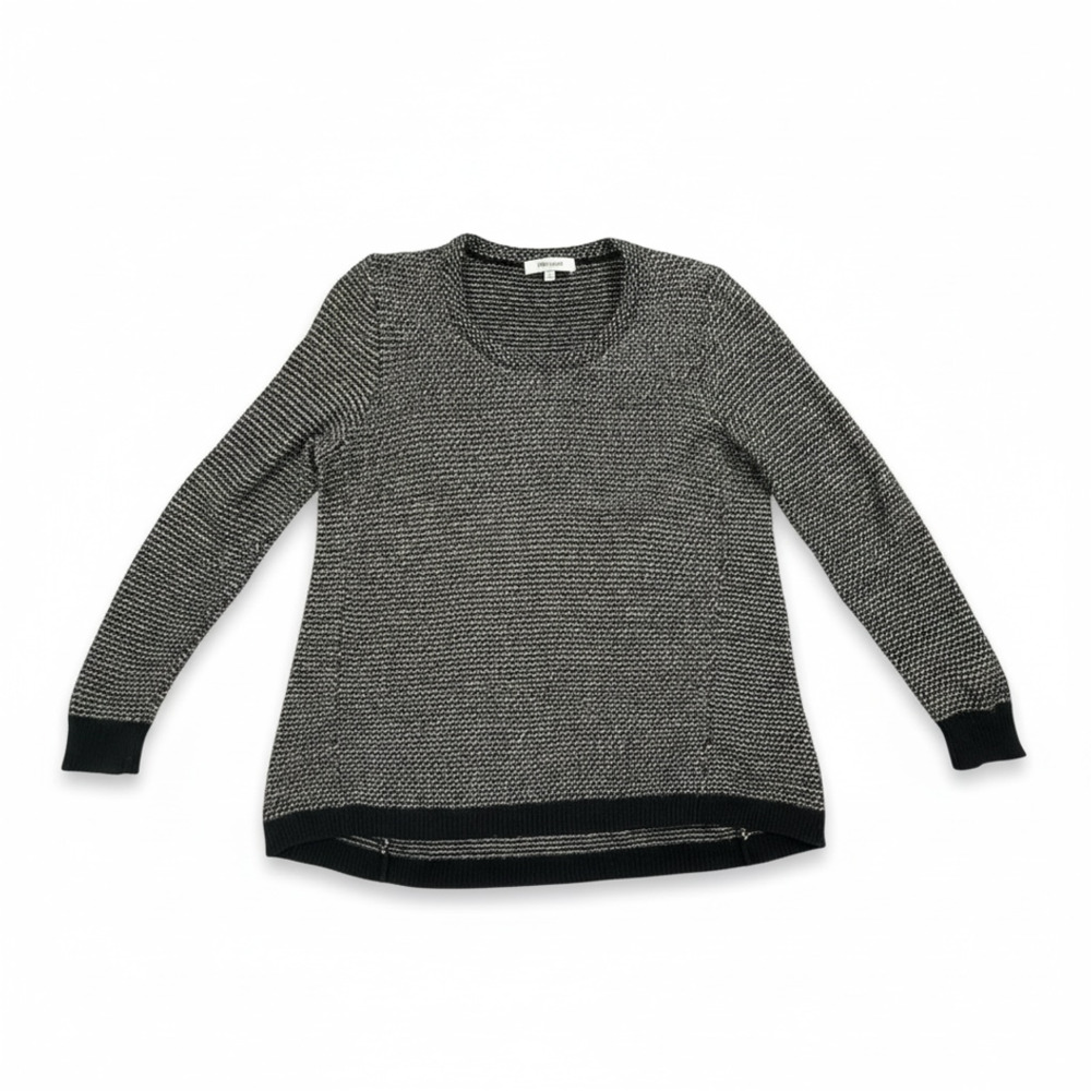 Madewell Riverside Textured Pullover Sweater in Dotweave Black White Small